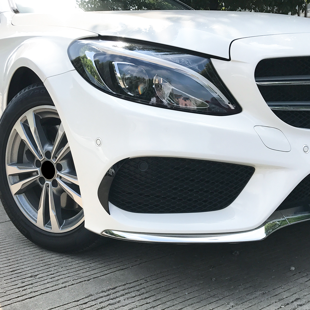 AMP-Z Front Bumper Fins Spoiler Canards For Mercedes Benz C Class W205 C205 S205 Pre-Facelift AMG-Line 2015-2018