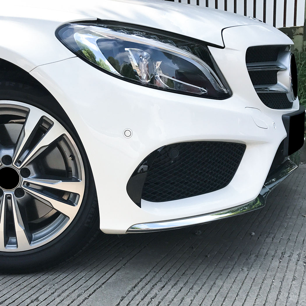 AMP-Z Front Bumper Fins Spoiler Canards For Mercedes Benz C Class W205 C205 S205 Pre-Facelift AMG-Line 2015-2018