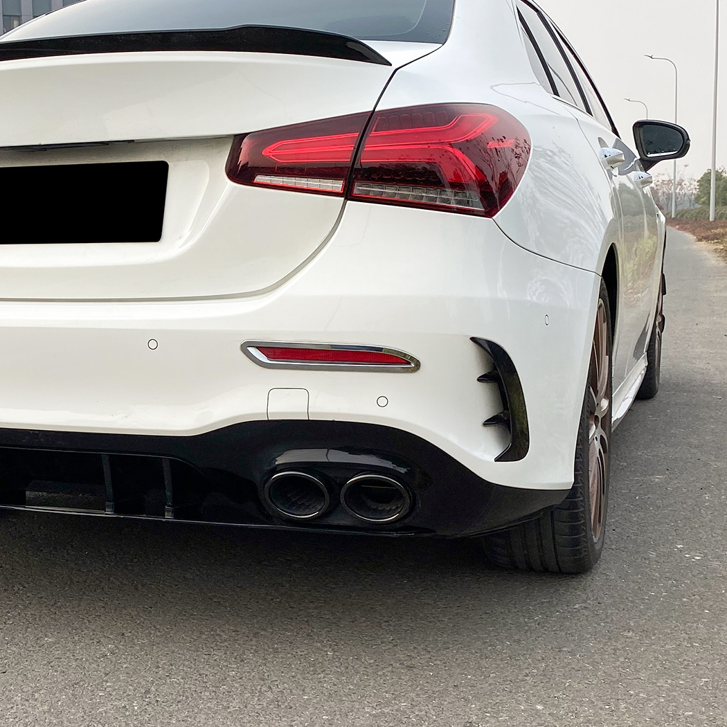 AMP-Z Rear Bumper Fins Spoiler Canards For Mercedes Benz A Class W177 Sedan AMG Line 2018+