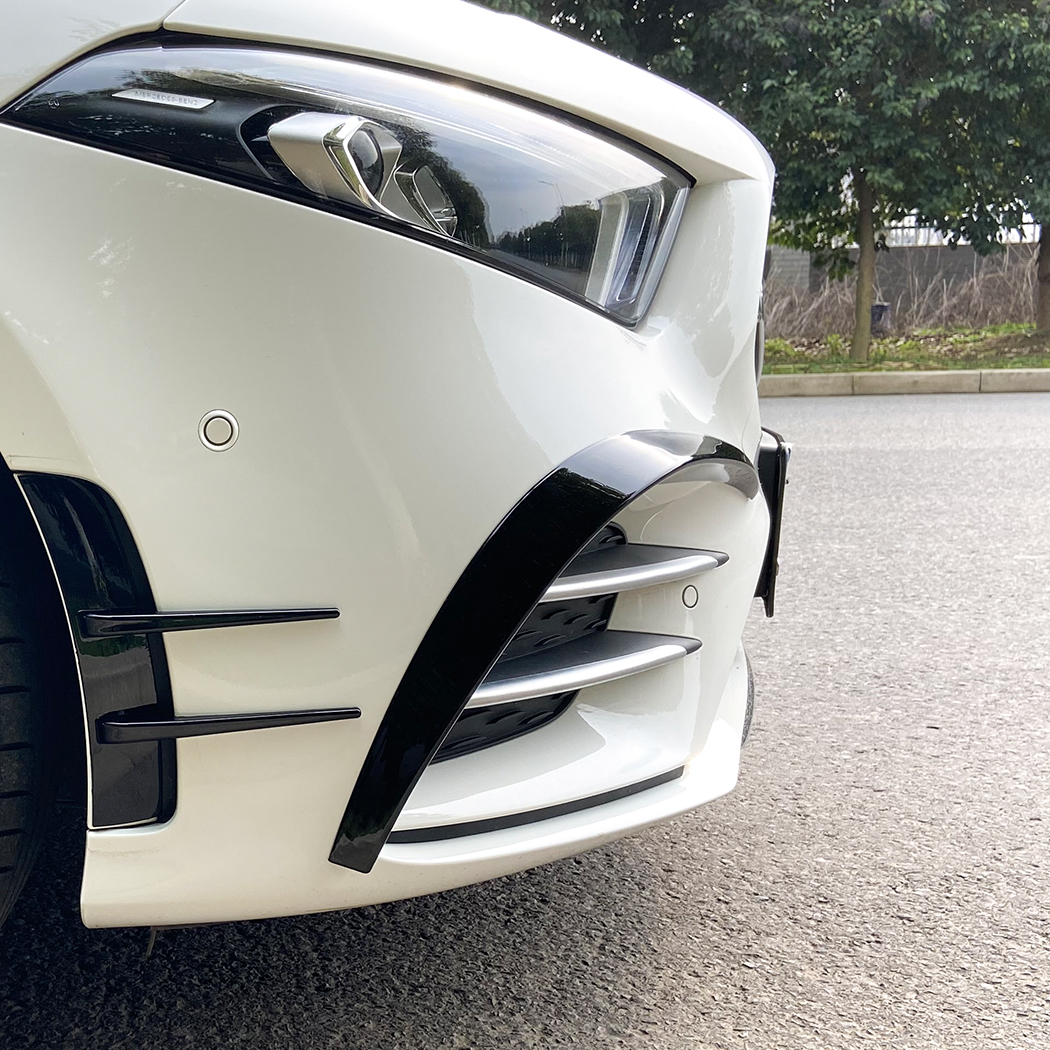 AMP-Z Front Bumper Fins Spoiler Canards For Mercedes Benz A Class W177 Hatchback/Sedan AMG Line 2018+