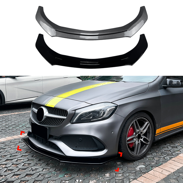 AMP-Z Front Bumper Lip Spiltter For Mercedes Benz A Class W176 A45 AMG Line 2013-2018
