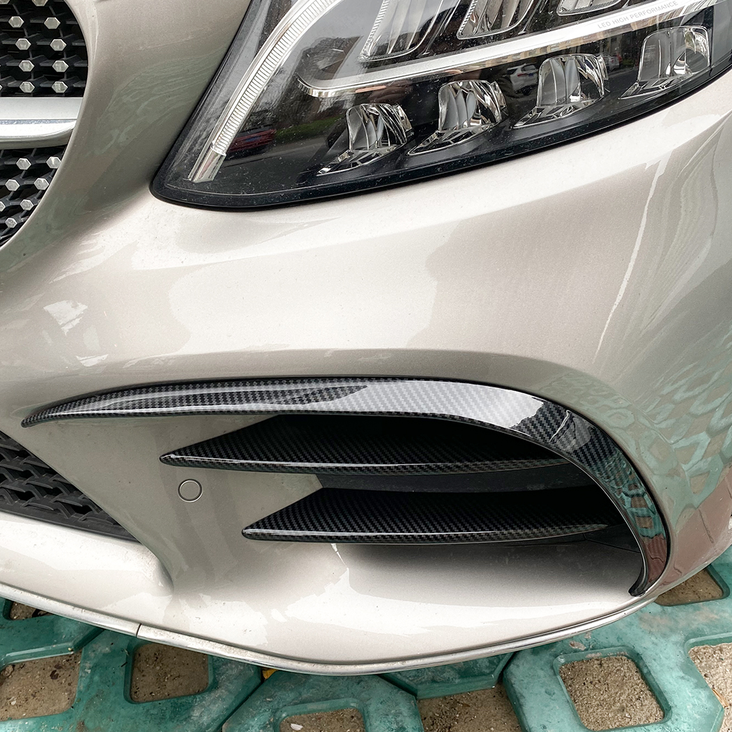 AMP-Z Front Bumper Fins Spoiler Canards For Mercedes Benz C Class W205 C205 S205 AMG-Line 2019-2021