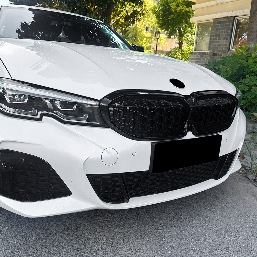 AMP-Z Front Bumper Grille Grill Silver For BMW 3 Series G20 G21 Pre-facelift 2019-2022