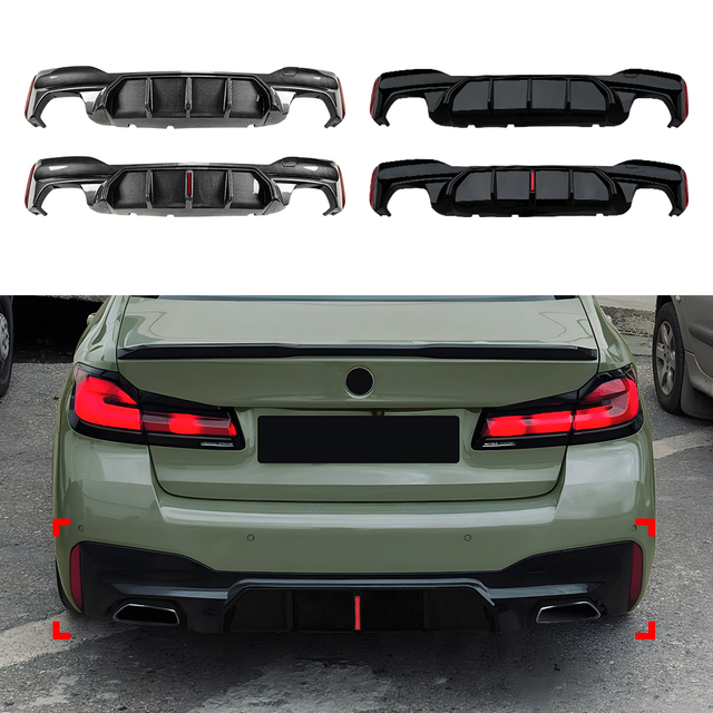 AMP-Z Rear Bumper Spoiler Lip Black For BMW 5 Series G30 G31 M Sport 2018-2023