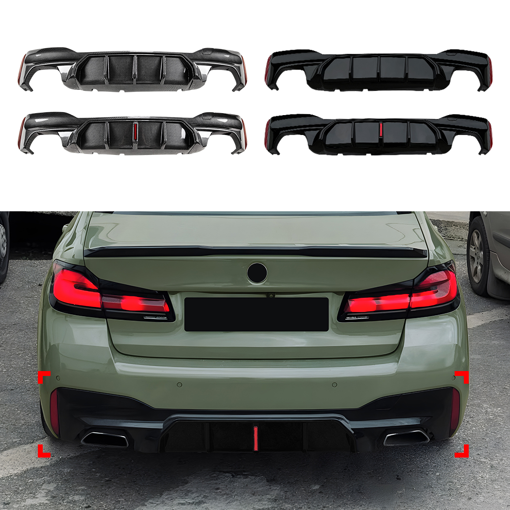 AMP-Z Rear Bumper Spoiler Lip Black For BMW 5 Series G30 G31 M Sport 2018-2023