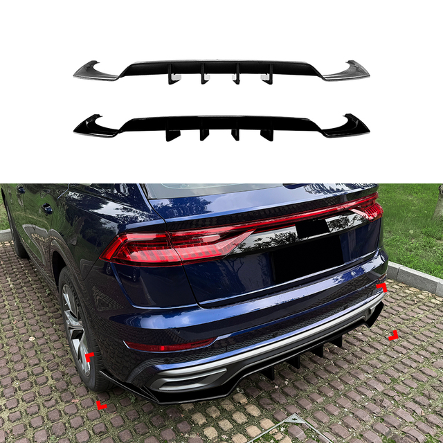 AMP-Z Rear Bumper Spoiler Lip For Audi Q8 Sline 2019-2023