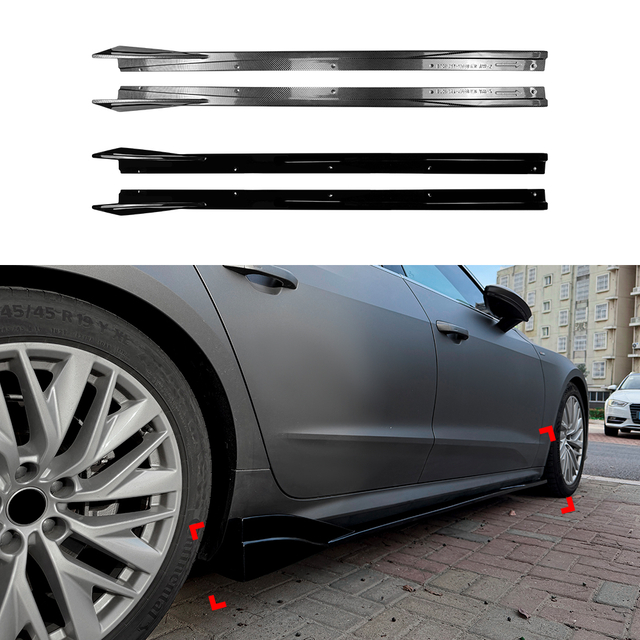 AMP-Z Side Skirt Rocker Panel Splitter Lip For Audi A7 S7 C8 2019+