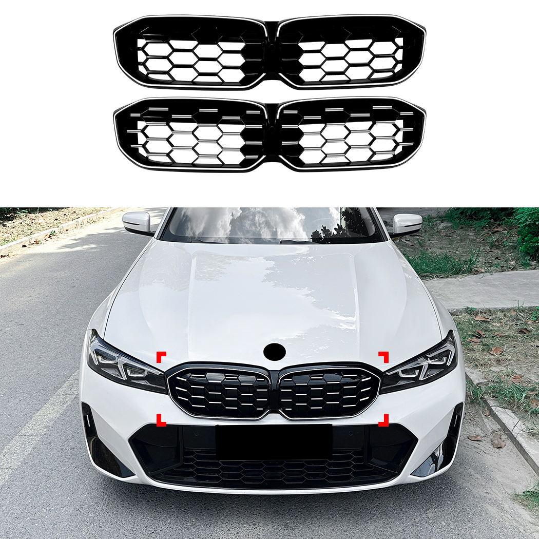 AMP-Z Front Bumper Grille Grill Silver For BMW 3 Series G20 G21 LCI 2023+