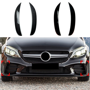 AMP-Z Front Bumper Fins Spoiler Canards For Mercedes Benz C Class W205 C205 S205 Facelift AMG-Line 2015-2018