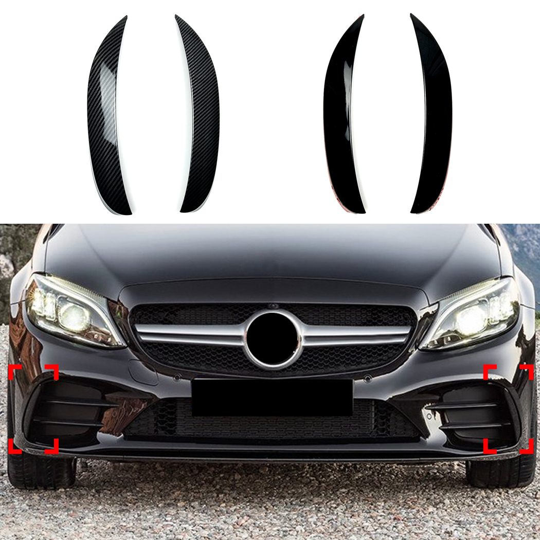 AMP-Z Front Bumper Fins Spoiler Canards For Mercedes Benz C Class W205 C205 S205 Facelift AMG-Line 2015-2018