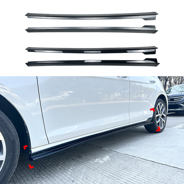 AMP-Z Side Skirt Rocker Panel Splitter Lip For VW Volkswagen Golf MK7 7.5 2013-2016
