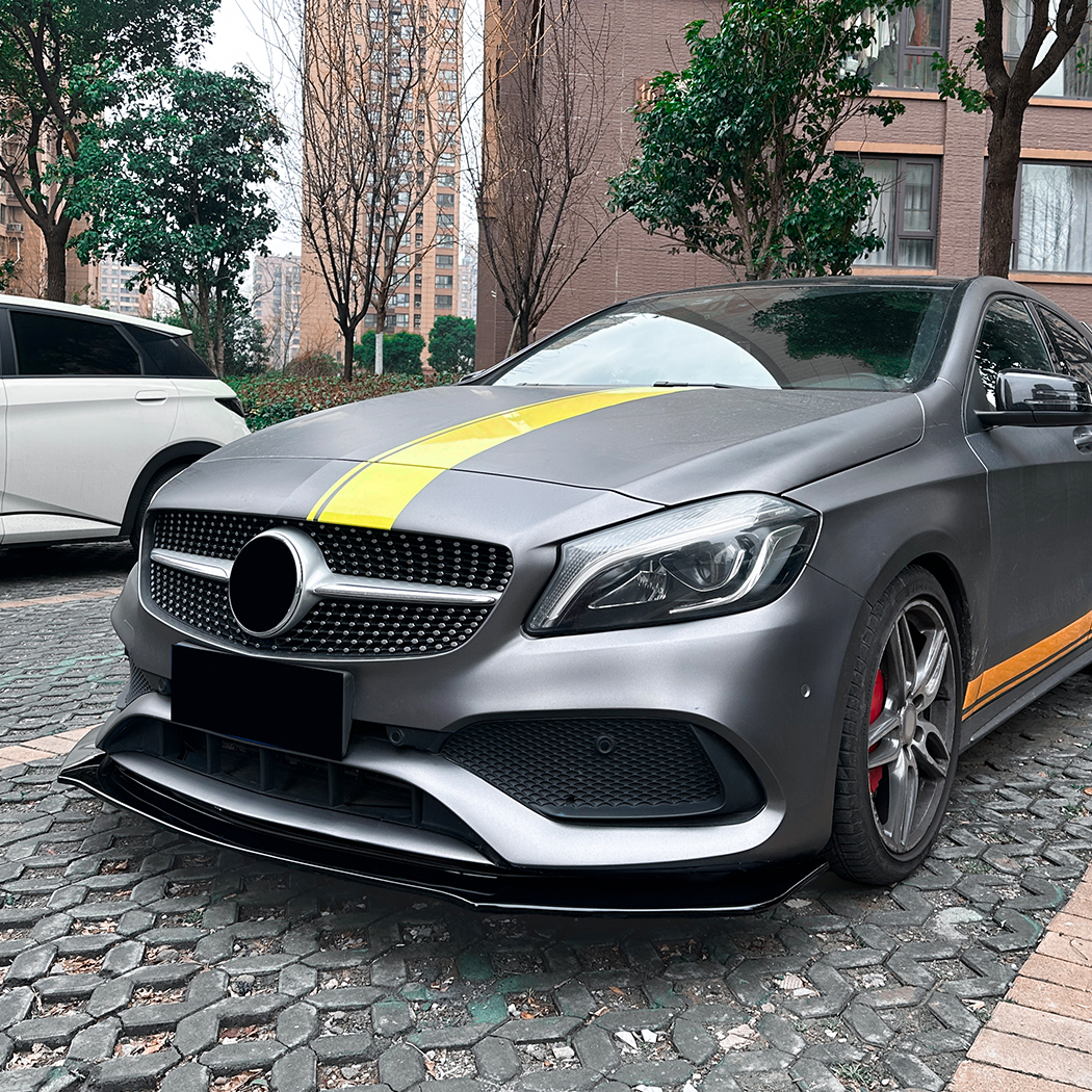 AMP-Z Front Bumper Lip Spiltter For Mercedes Benz A Class W176 A45 AMG Line 2013-2018