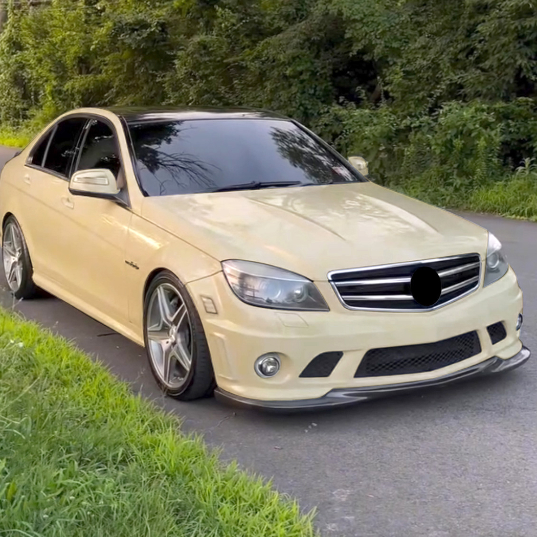 AMP-Z Front Bumper Lip Spiltter For Mercedes Benz C Class W204 Pre-Facelift C63 AMG 2007-2010