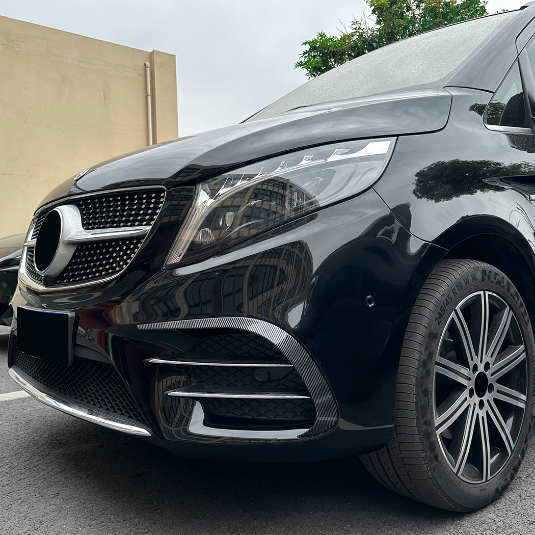 AMP-Z Front Bumper Fins Spoiler Canards For Mercedes Benz V Class W447 Pre-facelift AMG Line 2016-2023