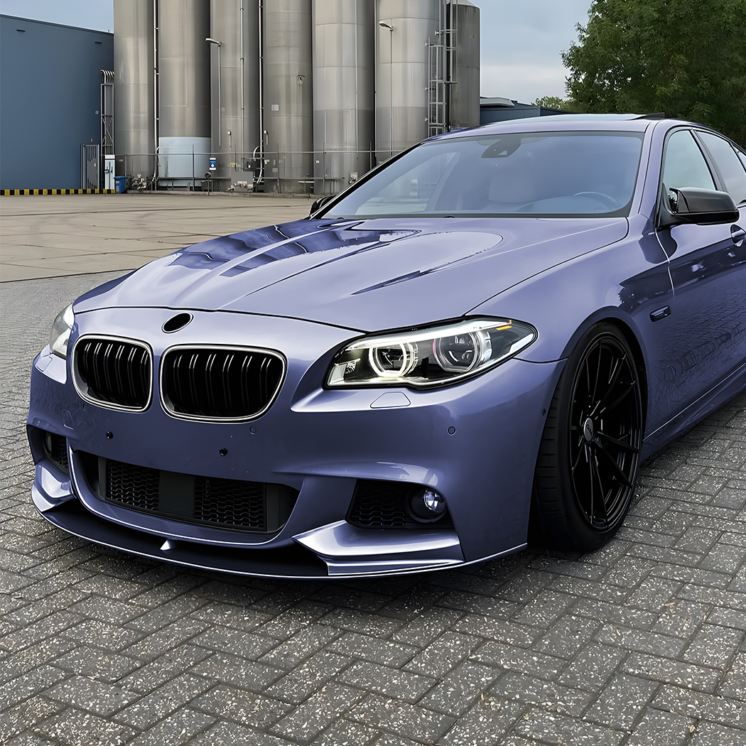 AMP-Z Front Bumper Grille Grill With Lights Black For BMW 5 Series F10 F11 2011-2017