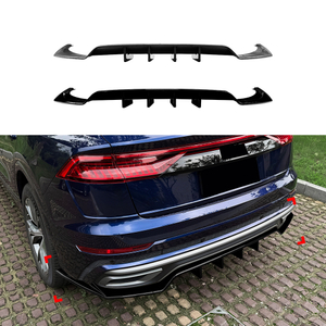 AMP-Z Rear Bumper Spoiler Lip Black For Audi Q8 Sline 2019-2023