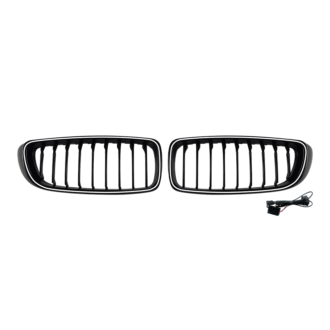 AMP-Z Front Bumper Grille Grill With Lights Black For BMW 4 Series F32 F33 F36 2014-2020