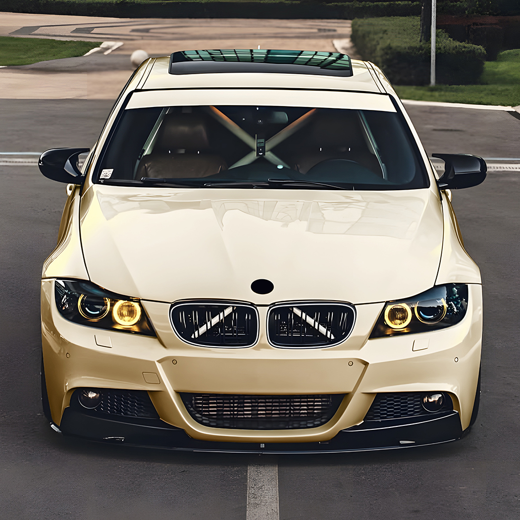 AMP-Z Front Bumper Grille Grill With Lights Black For BMW 3 Series E90 E91 Facelift 2009-2012