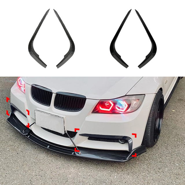 AMP-Z Front Bumper Fins Spoiler Canards For BMW 3 Series E90 Pre-facelift M-Tech 2005-2008