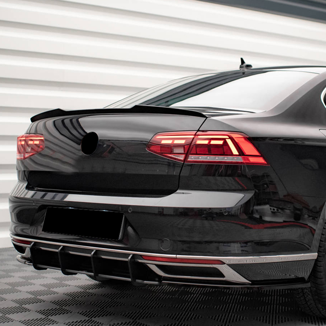 AMP-Z Rear Bumper Short Spoiler Diffuser Valance Lip For Volkswagen VW Passat B8.5 2020+
