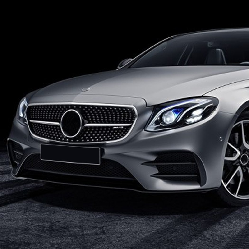 AMP-Z Front Bumper Fins Spoiler Canards For Mercedes Benz E Class W213 C238 Pre-Facelift AMG-Line 2016-2020