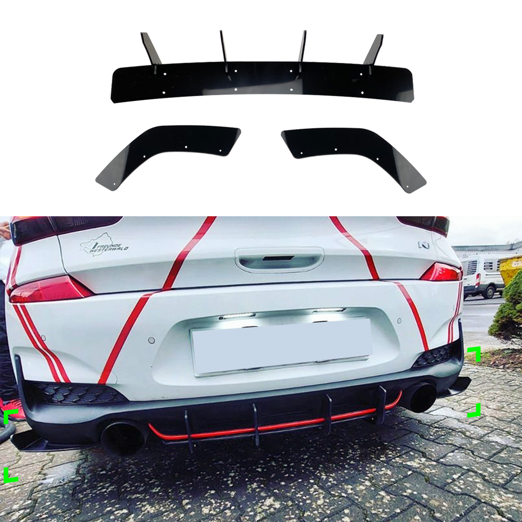 AMP-Z Rear Bumper Spoiler Diffuser Valance Lip For Hyundai I30N Pre-Facelift 2017-2019