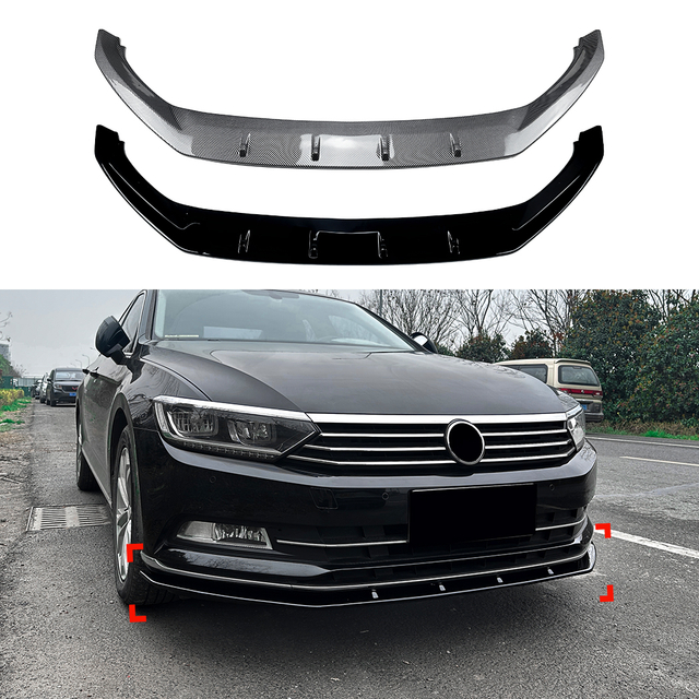 AMP-Z Front Bumper Lip Spiltter Black For VW Volkswagen Passat B8 Standard 2016-2019