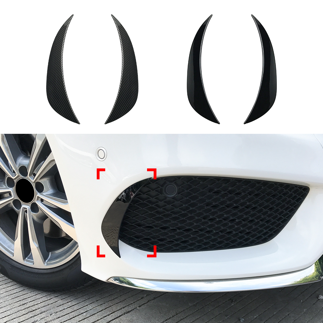 AMP-Z Front Bumper Fins Spoiler Canards For Mercedes Benz C Class W205 C205 S205 Pre-Facelift AMG-Line 2015-2018