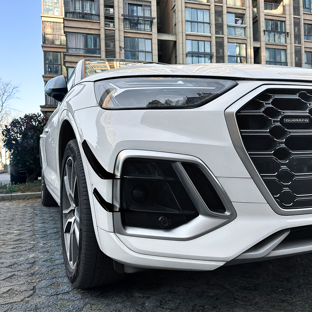AMP-Z Front Bumper Fins Side Spoiler Canards For Audi Q5 FY Sline Facelift 2021-2024