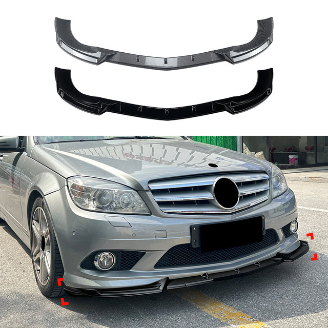 AMP-Z الأمامي الشفاه الشفاه spiltter ل Mercedes Benz C Class W204 خط ما قبل الفصائل AMG 2007-2010