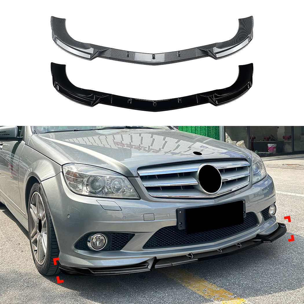 AMP-Z Front Bumper Lip Spiltter For Mercedes Benz C Class W204 Pre-facelift AMG Line 2007-2010