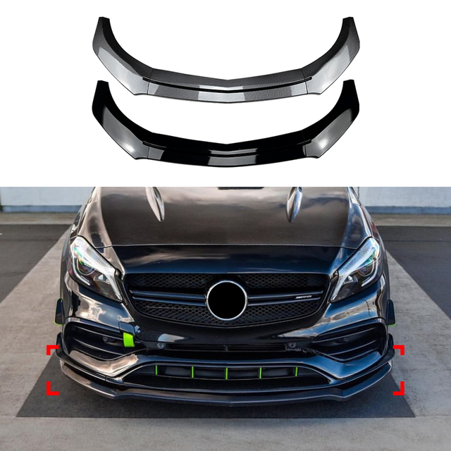 AMP-Z Front Bumper Lip Spiltter For Mercedes Benz A Class W176 AMG Line 2013-2018