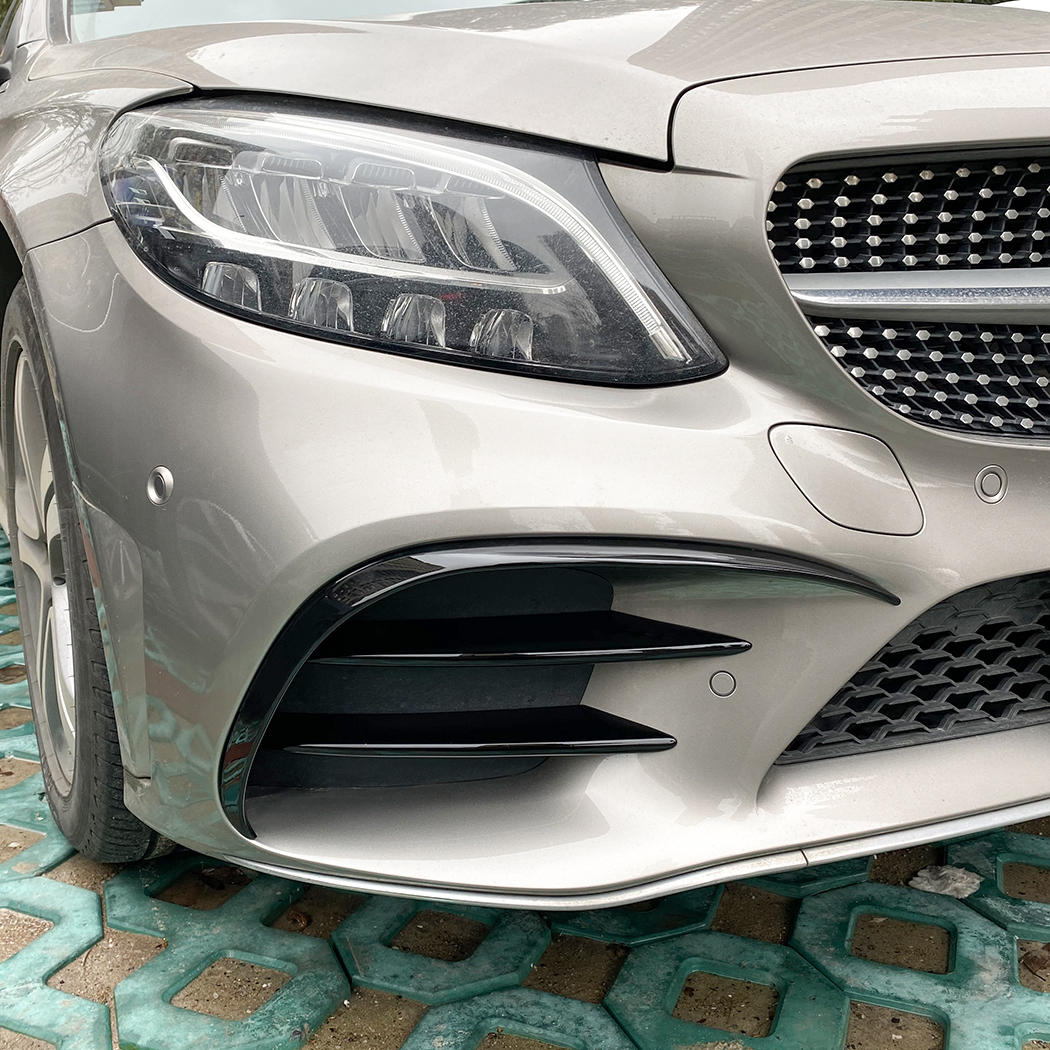 AMP-Z Front Bumper Fins Spoiler Canards For Mercedes Benz C Class W205 C205 S205 AMG-Line 2019-2021