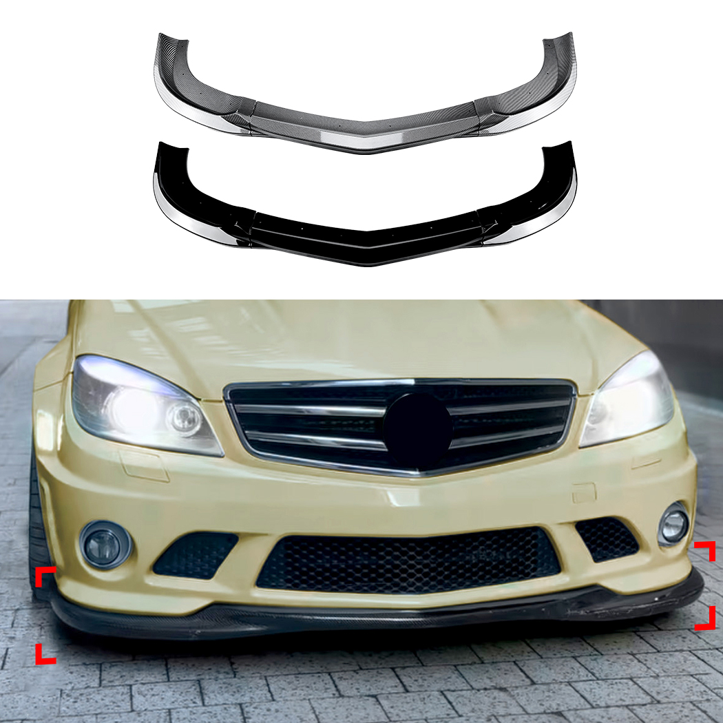 AMP-Z Front Bumper Lip Spiltter For Mercedes Benz C Class W204 Pre-Facelift C63 AMG 2007-2010