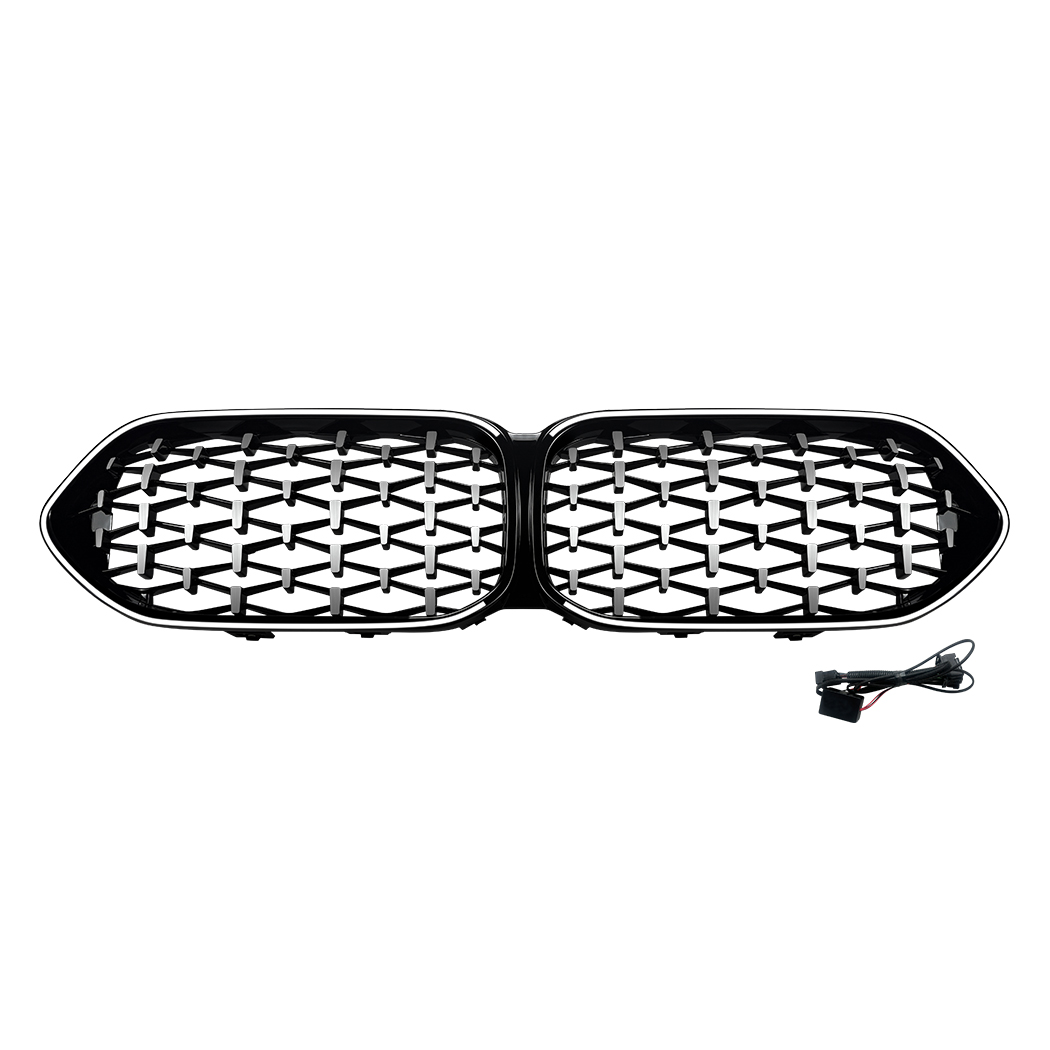 AMP-Z Front Bumper Grille Grill With Lights Black For BMW 2 Series F44 2020-2024