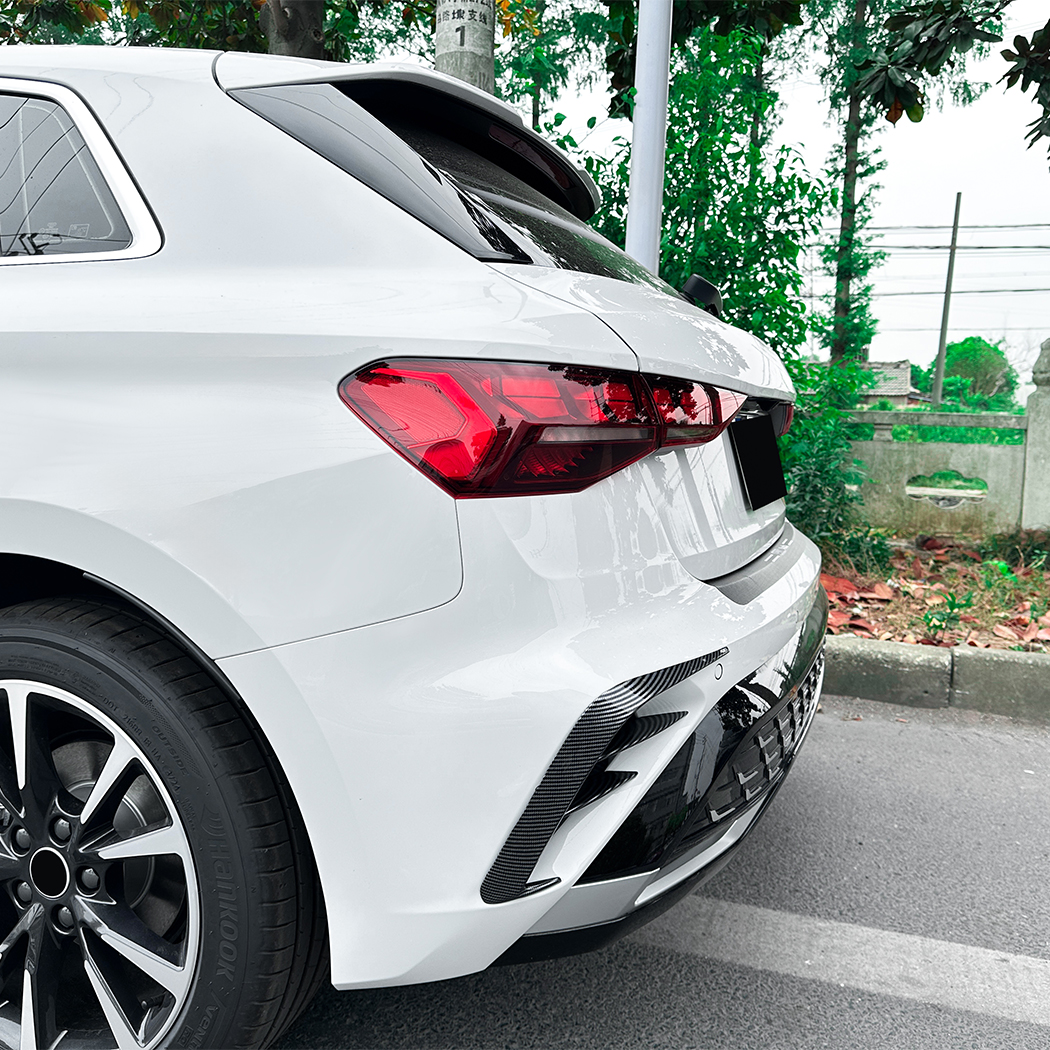 AMP-Z Rear Bumper Fins Spoiler Canards For Audi A3 8Y Sline Facelift Hatchback