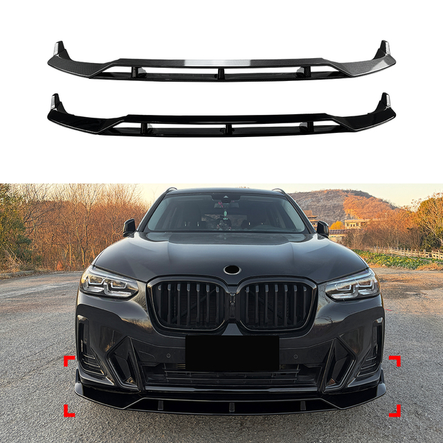 AMP-Z Front Bumper Lip Splitter For BMW X3 X4 G01 G02 LCI M Sport 2022-2024