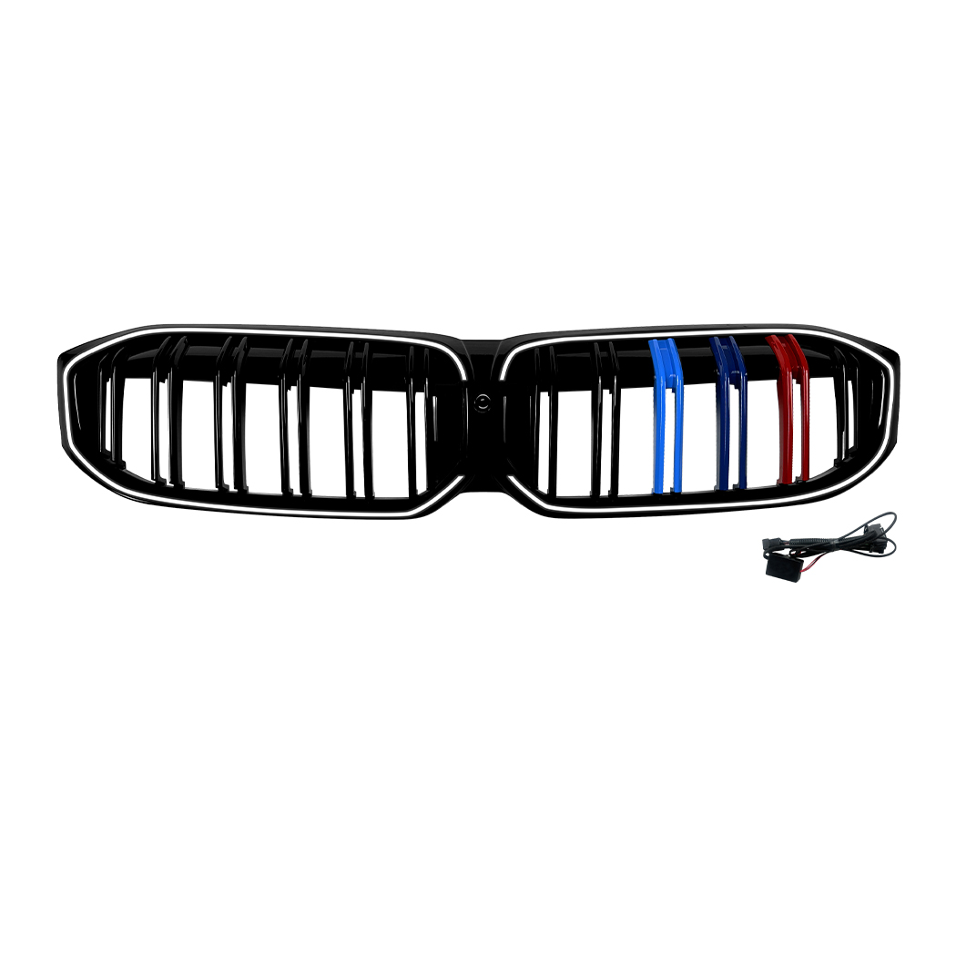 AMP-Z Front Bumper Grille Grill With Lights Black For BMW 3 Series G20 G21 LCI 2023+