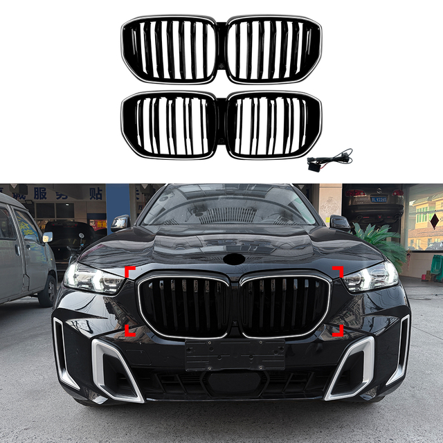 AMP-Z Front Bumper Grille Grill With Lights For BMW X5 G05 LCI 2023+