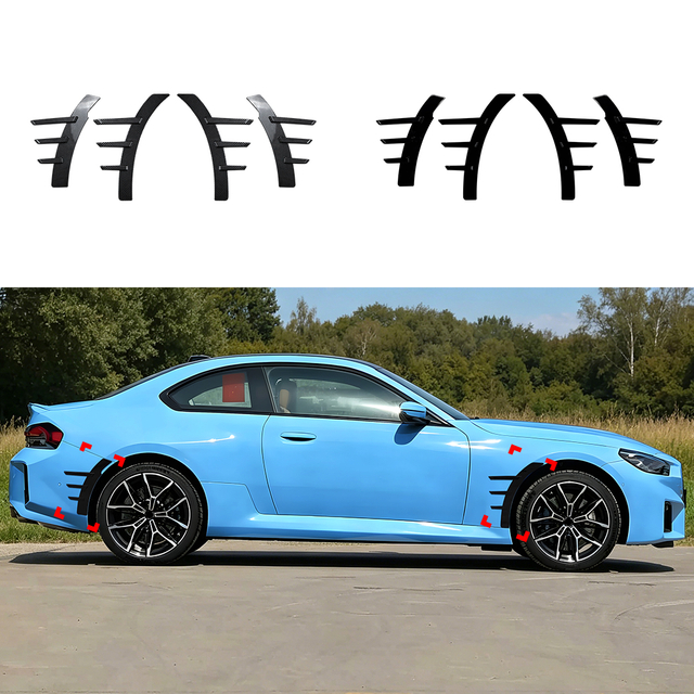 AMP-Z Front Bumper Fins Spoiler Canards For BMW 2 Series G42 M2 G87 2022+