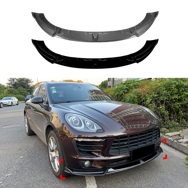AMP-Z Front Bumper Lip Splitter Black For Porsche Macan MK1 Pre-facelift 2015-2017