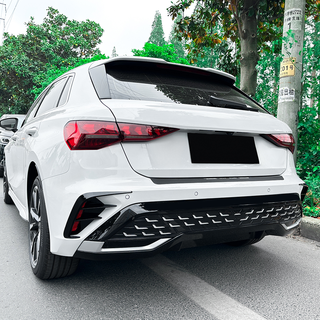 AMP-Z Rear Bumper Fins Spoiler Canards For Audi A3 8Y Sline Facelift Hatchback