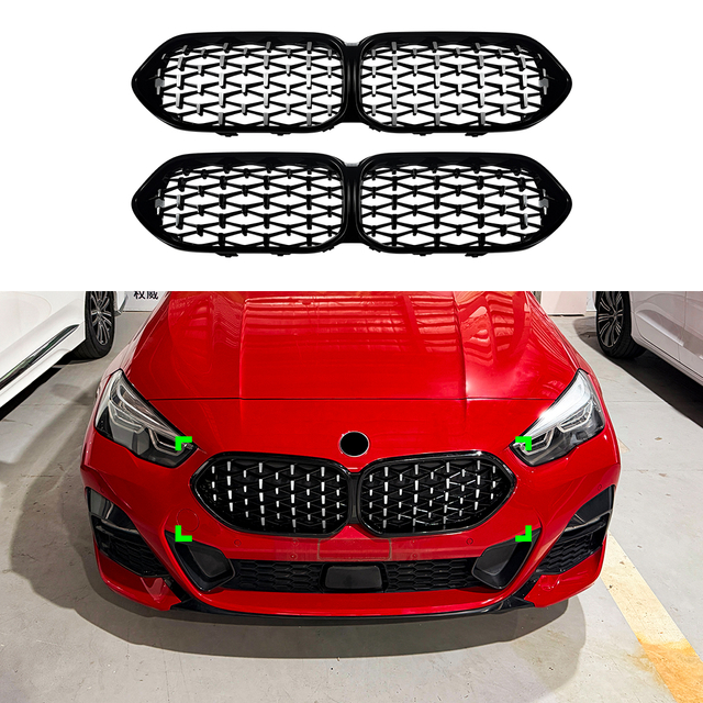 AMP-Z Front Bumper Grille Grill Black For BMW 2 Series F44 2020-2024