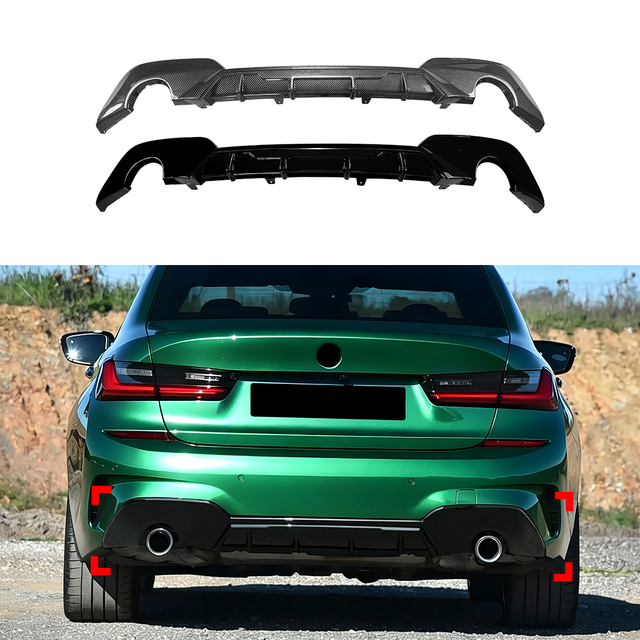 AMP-Z Rear Bumper Spoiler Lip Black For BMW 3 Series G20 G21 Pre-facelift M Sport 2019-2022