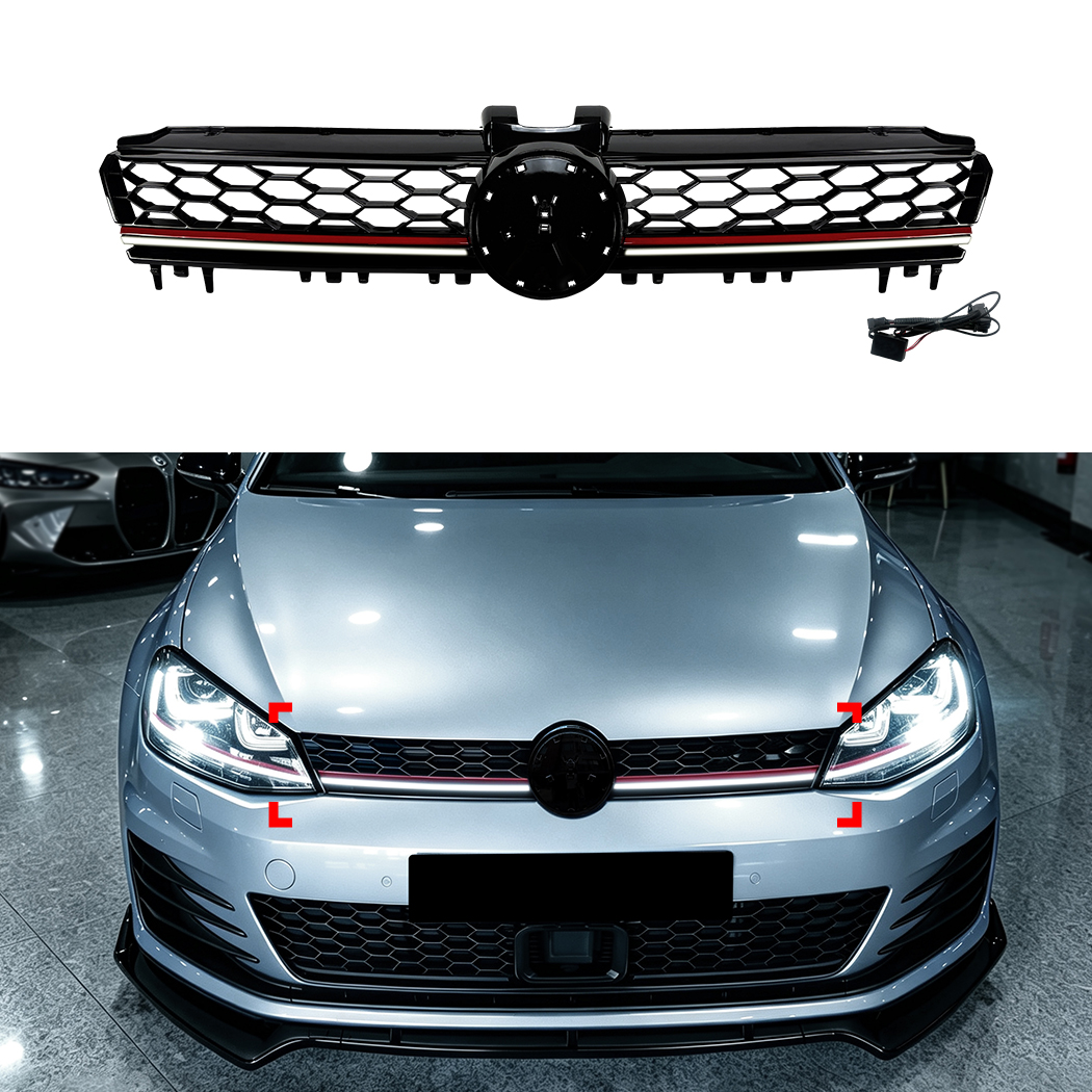 Grade do p&aacute;ra-choque dianteiro AMP-Z com luzes para VW Volkswagen Golf MK7 2013-2016