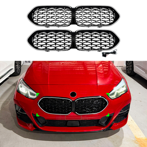 AMP-Z Front Bumper Grille Grill With Lights Black For BMW 2 Series F44 2020-2024