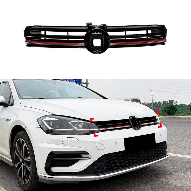 AMP-Z Front Bumper Grille Grill For VW Volkswagen Golf MK7.5 R 2017-2019
