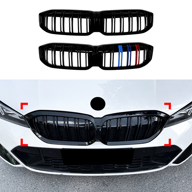 AMP-Z Front Bumper Grille Grill Black For BMW 3 Series G20 LCI 2023+