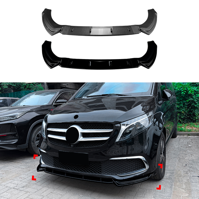 AMP-Z Front Bumper Lip Splitter For Mercedes Benz V Class W447 Pre-Facelift Standard 2019-2023