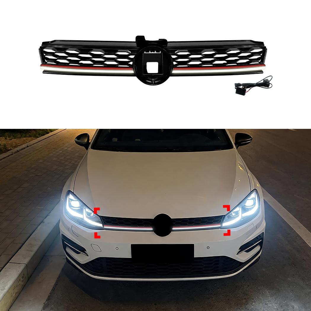 شواية المصد الأمامي AMP-Z مع أضواء لـ VW Volkswagen Golf MK7 .5 GTI 2017-2019